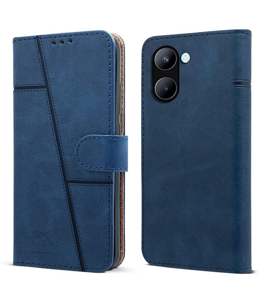     			NBOX - Blue Artificial Leather Flip Cover Compatible For Realme C33 ( Pack of 1 )