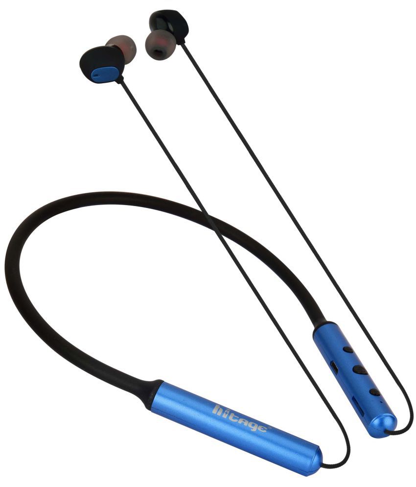 hitage NBT-1914 BT Neckband In Ear Bluetooth Neckband 22 Hours Playback IPX6(Water Resistant) Fast charging -Bluetooth V 5.0 Blue
