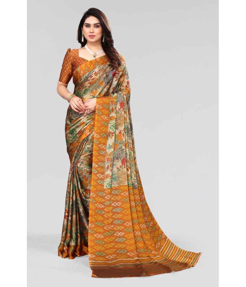     			FABMORA - Orange Chiffon Saree With Blouse Piece ( Pack of 1 )