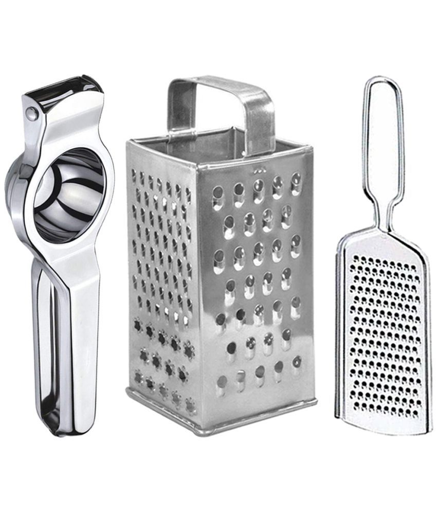     			JISUN - Silver Stainless Steel Lemon Squeezer & Grater (Pack of 2) ( Set of 3 )