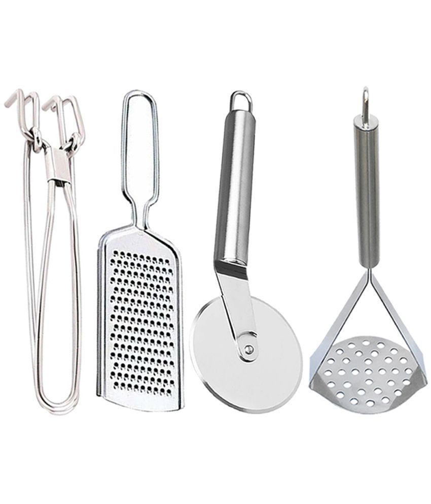     			JISUN - Silver Stainless Steel WIRE GRATER+PAKKAD+PIZZA+OVAL MASHER ( Set of 4 )