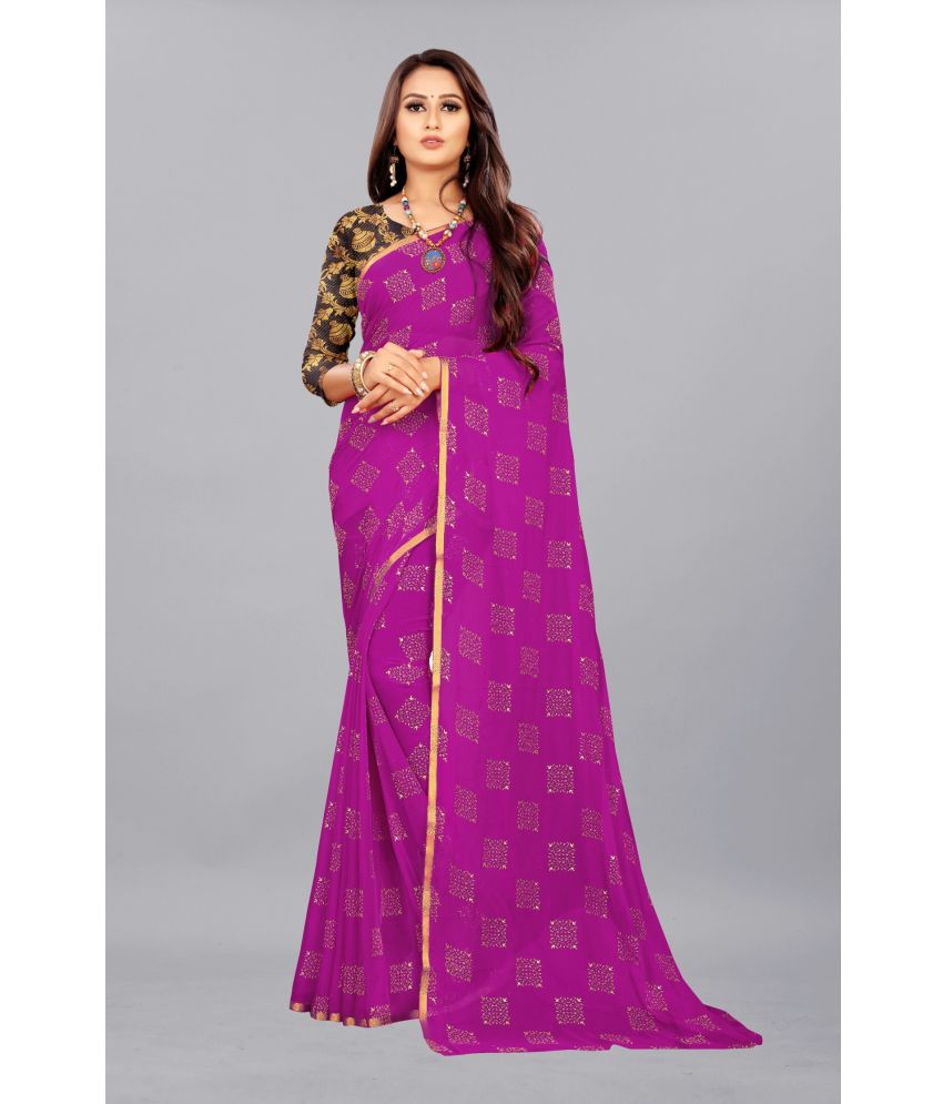     			Rhey - Magenta Chiffon Saree With Blouse Piece ( Pack of 1 )