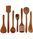 erum - Brown Wood Mixing Spatula ( Pack of 7 )