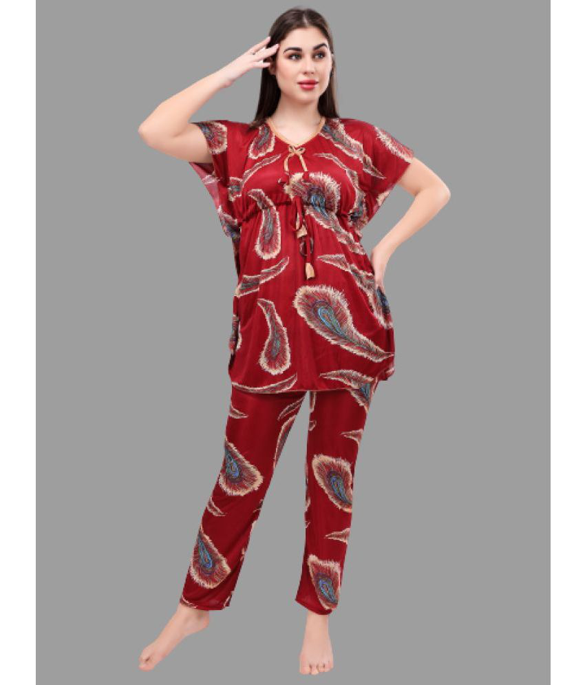    			BAILEY SELLS - Maroon Satin Women's Nightwear Nightsuit Sets ( Pack of 1 )