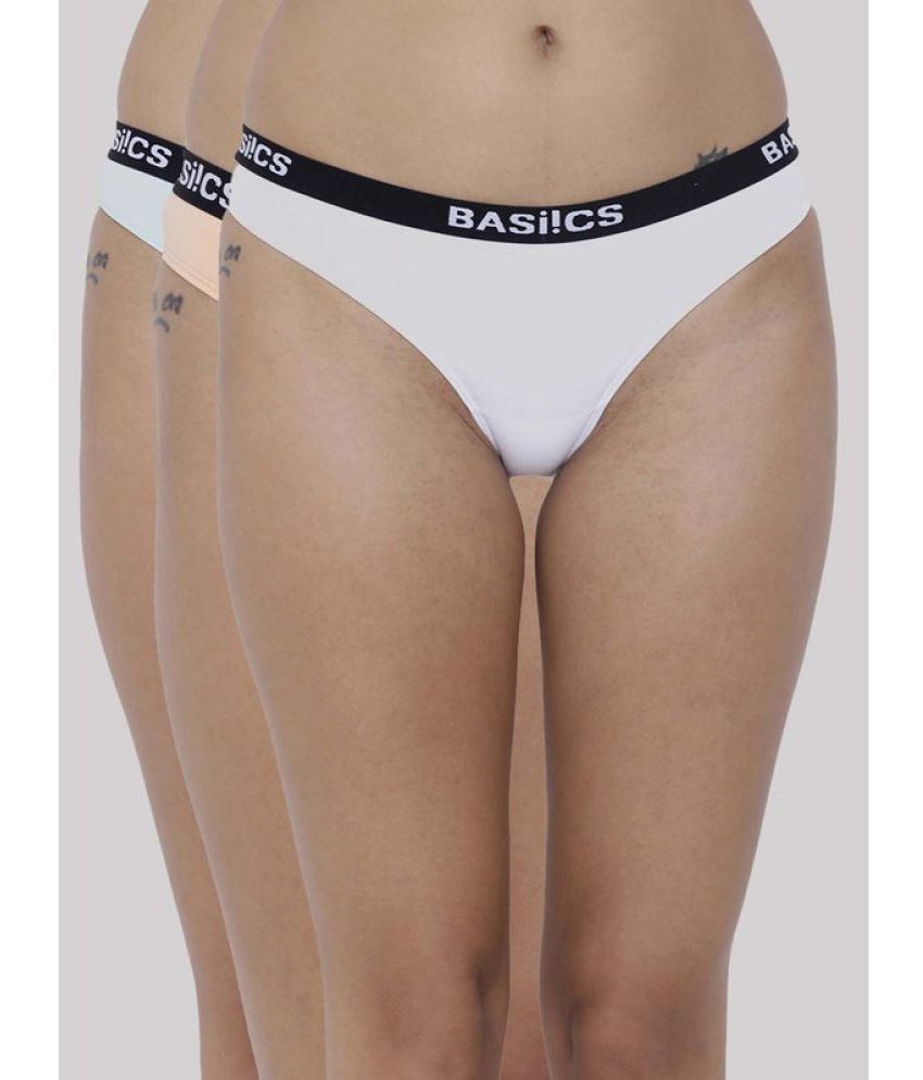     			BASIICS By La Intimo - Multicolor BCPBR080C Cotton Lycra Solid Women's Bikini ( Pack of 3 )