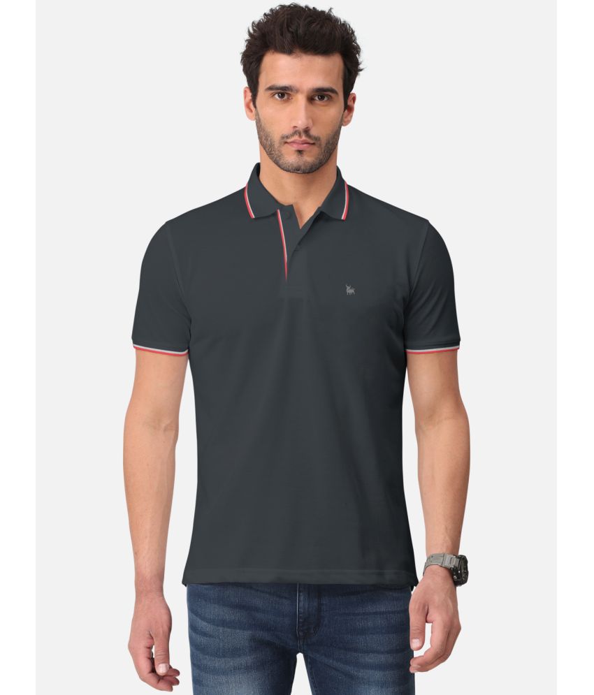     			BULLMER - Dark Grey Cotton Blend Regular Fit Men's Polo T Shirt ( Pack of 1 )