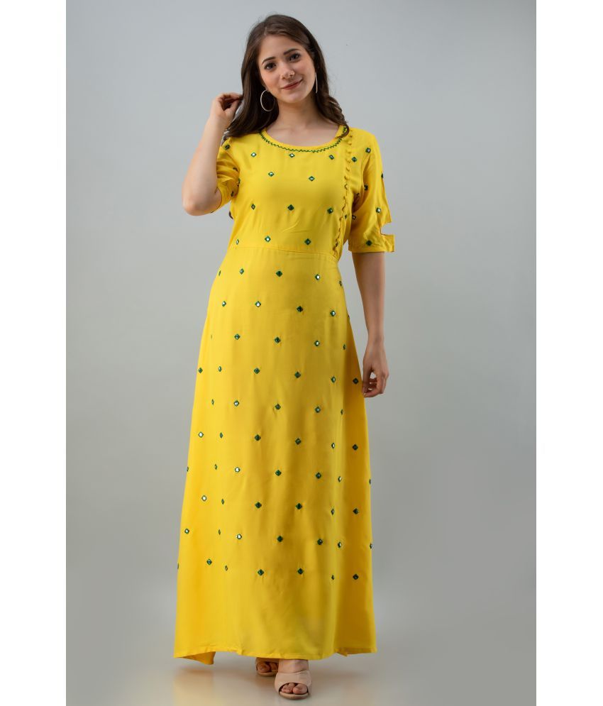     			Frionkandy - Yellow Rayon Women's Gown ( Pack of 1 )