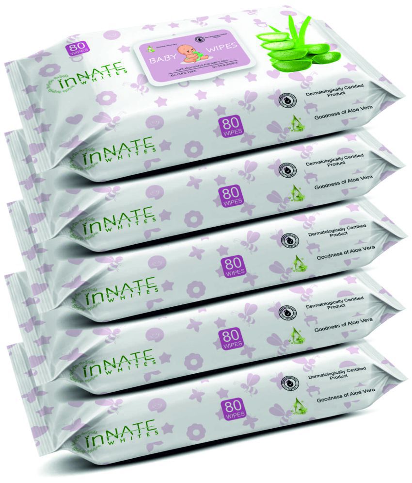 INNATE WHITES - Non Scented Wet wipes For Babies ( Pack of 5 )