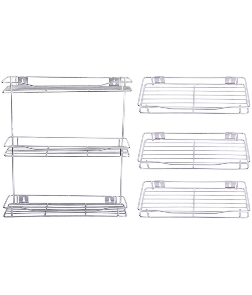     			JISUN - Silver Stainless Steel Storage Racks ( Pack of 4 )