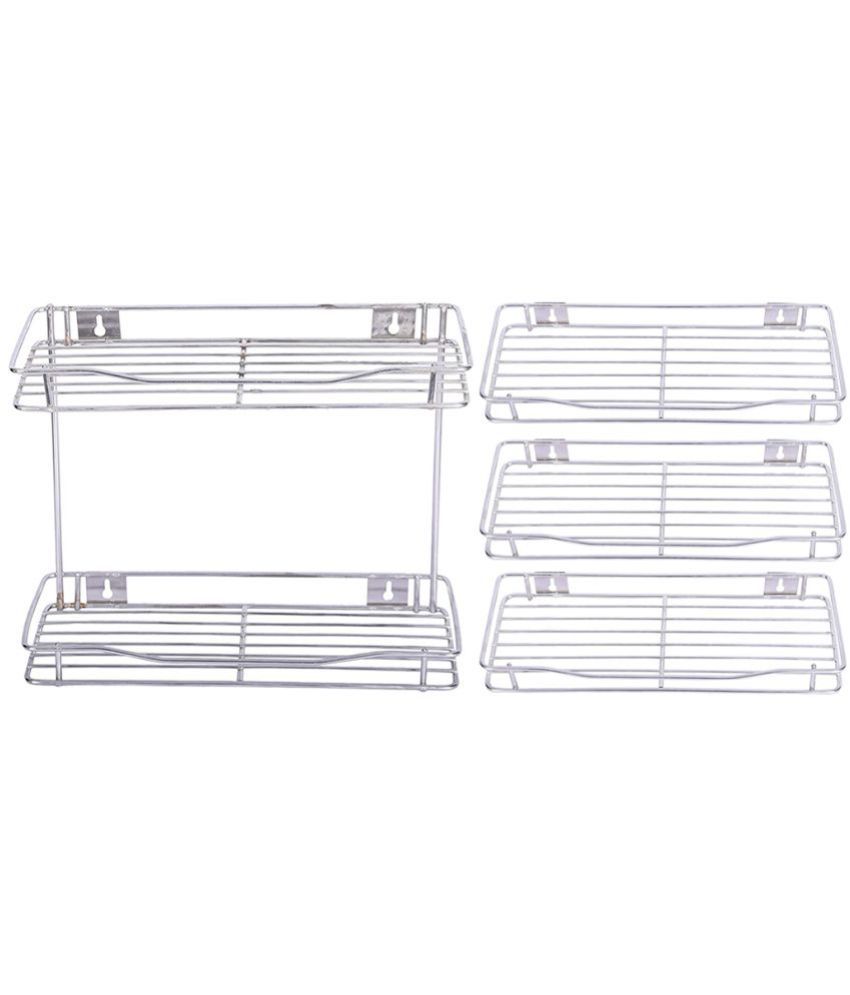     			JISUN - Silver Stainless Steel Storage Racks ( Pack of 4 )