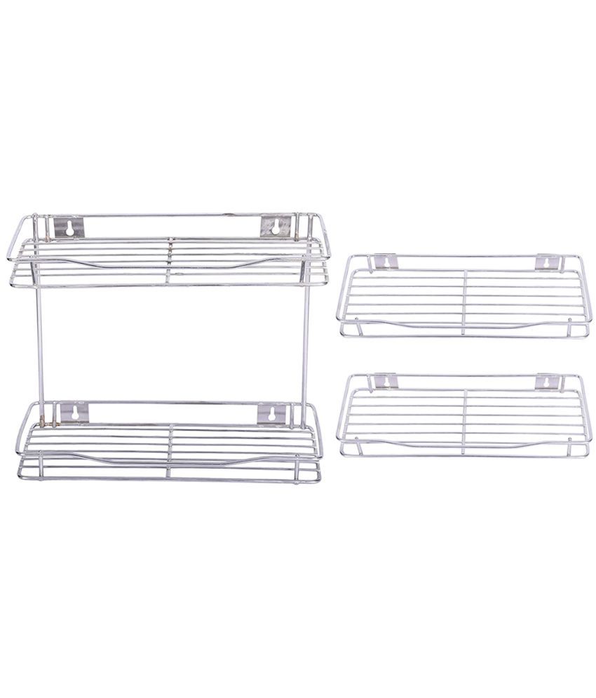     			JISUN - Silver Stainless Steel Storage Racks ( Pack of 3 )