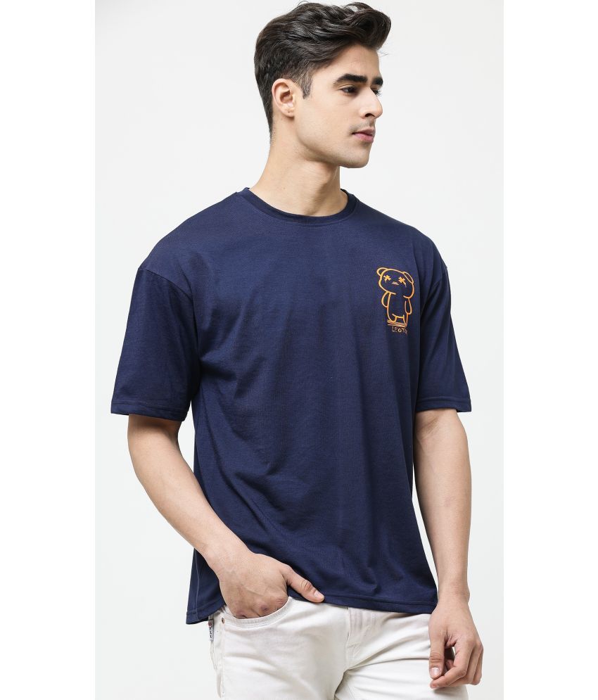     			Leotude - Navy Cotton Blend Oversized Fit Men's T-Shirt ( Pack of 1 )