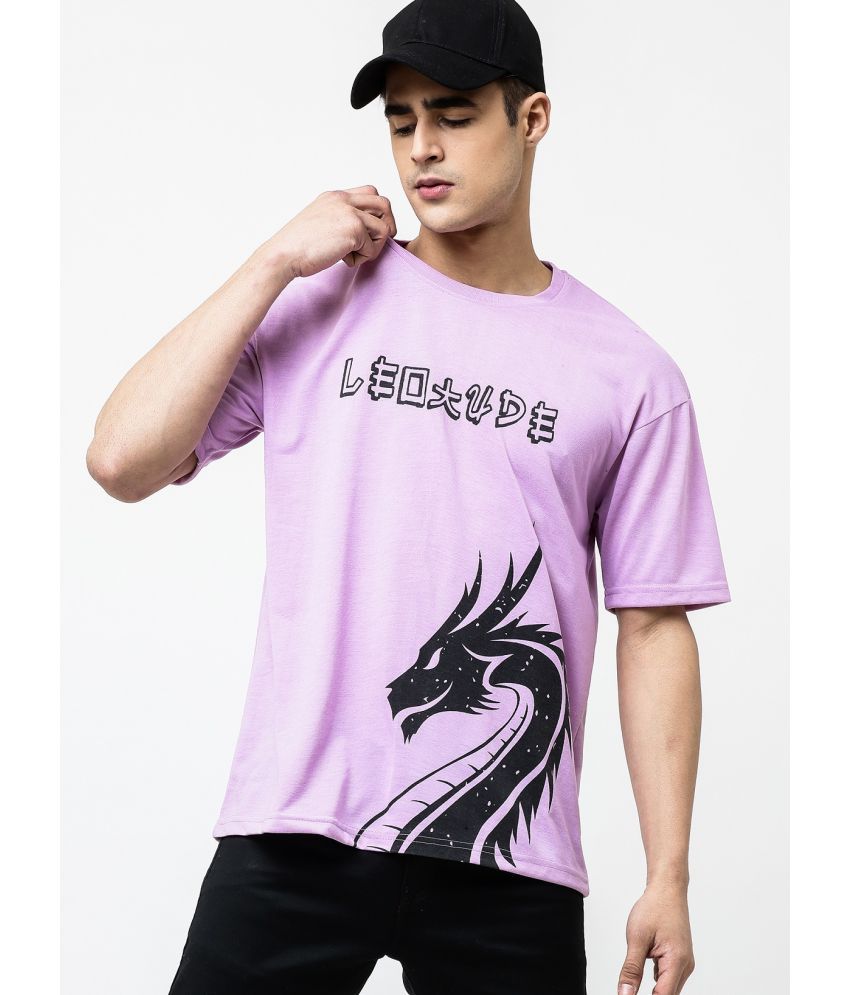 Leotude - Purple Cotton Blend Oversized Fit Men's T-Shirt ( Pack of 1 )