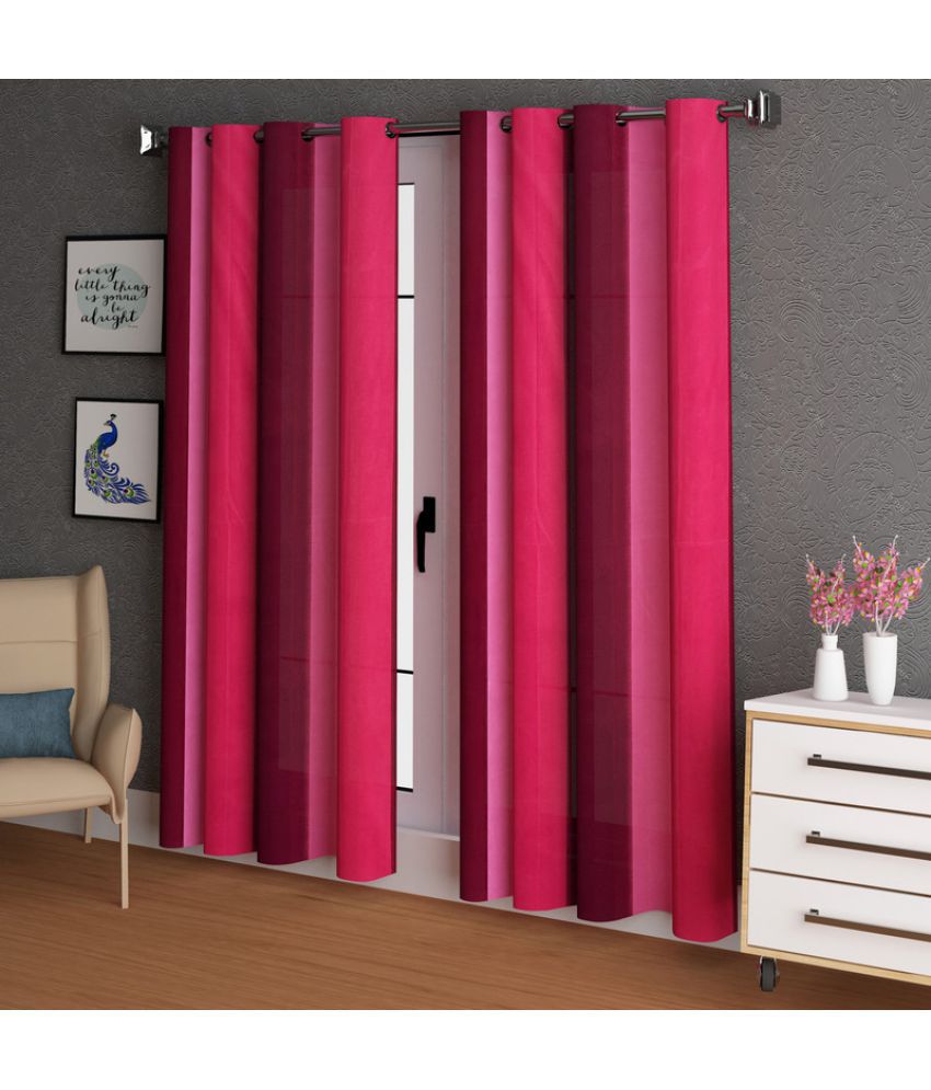     			N2C Home - Red Polyester Colorblock Door Curtain ( Pack of 2 )