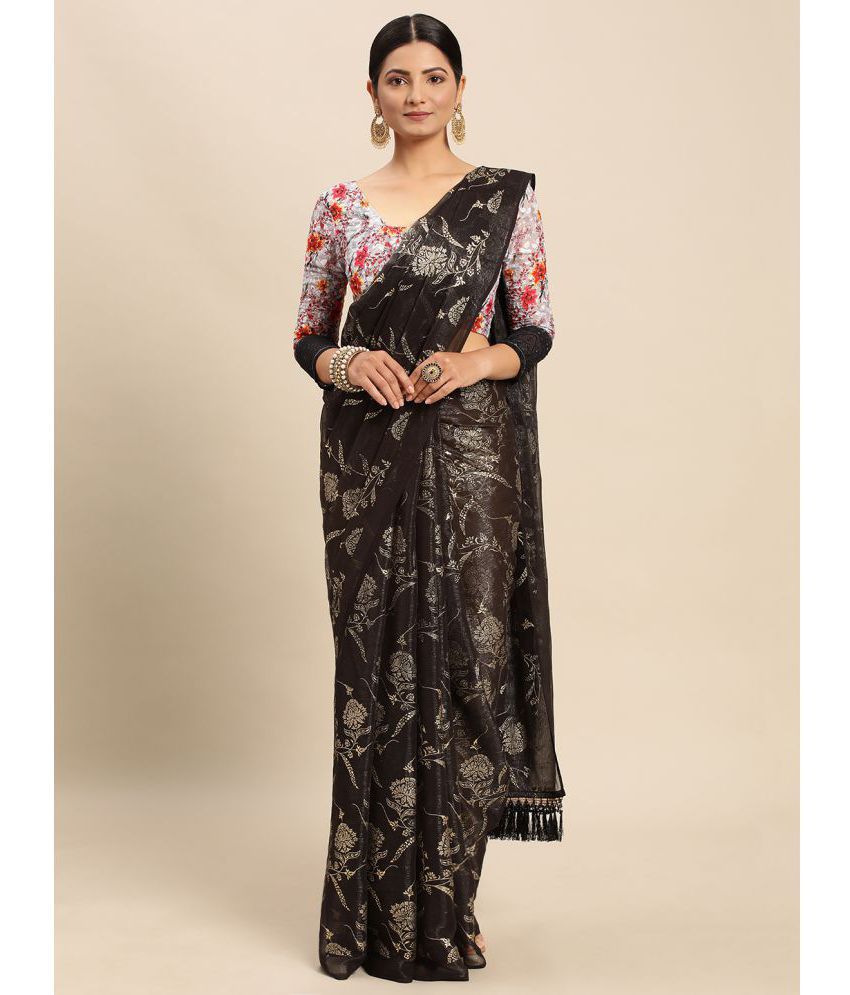     			Rekha Maniyar Fashions - Black Chiffon Saree With Blouse Piece ( Pack of 1 )