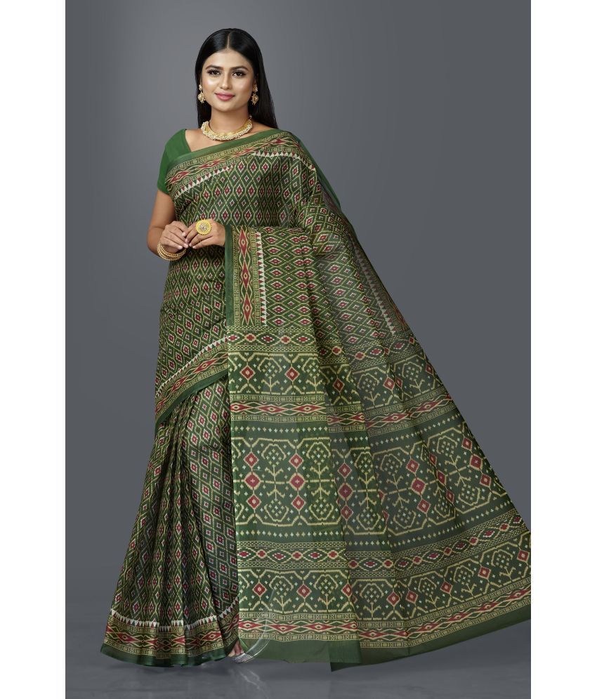     			SHANVIKA - Green Cotton Saree Without Blouse Piece ( Pack of 1 )