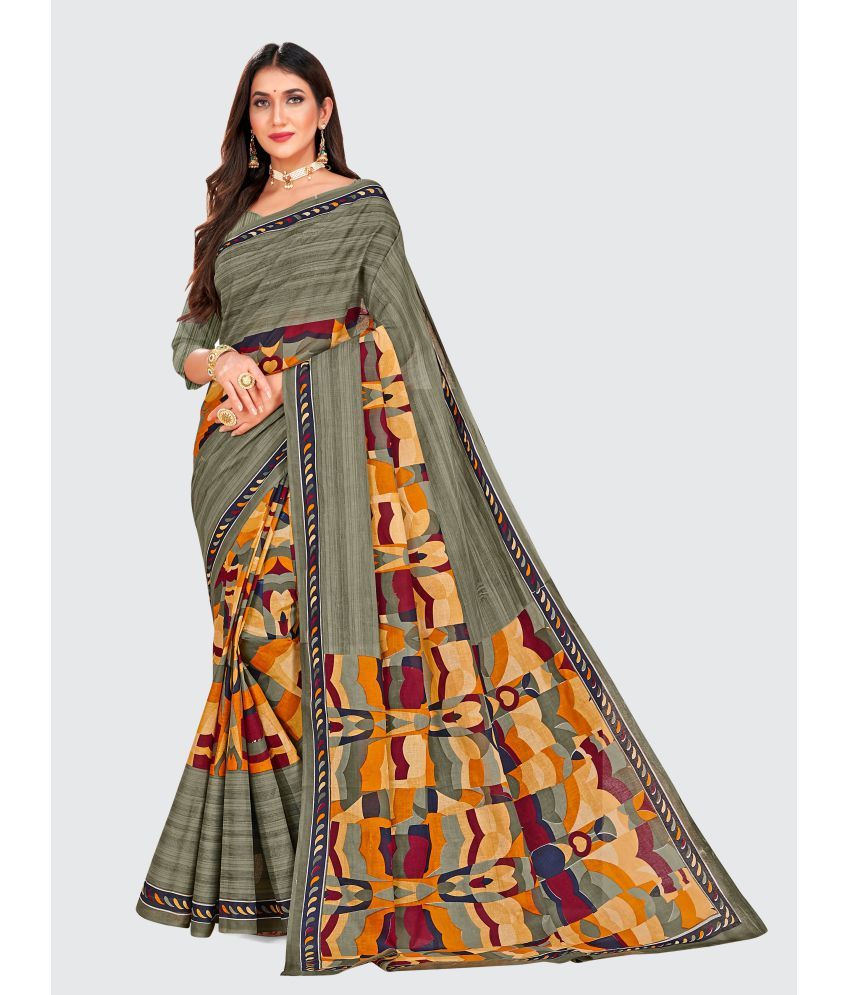     			SHANVIKA - Grey Cotton Saree With Blouse Piece ( Pack of 1 )