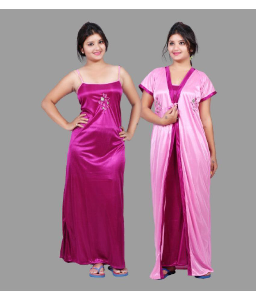     			BAILEY SELLS - Pink Satin Women's Nightwear Nighty & Night Gowns ( Pack of 2 )