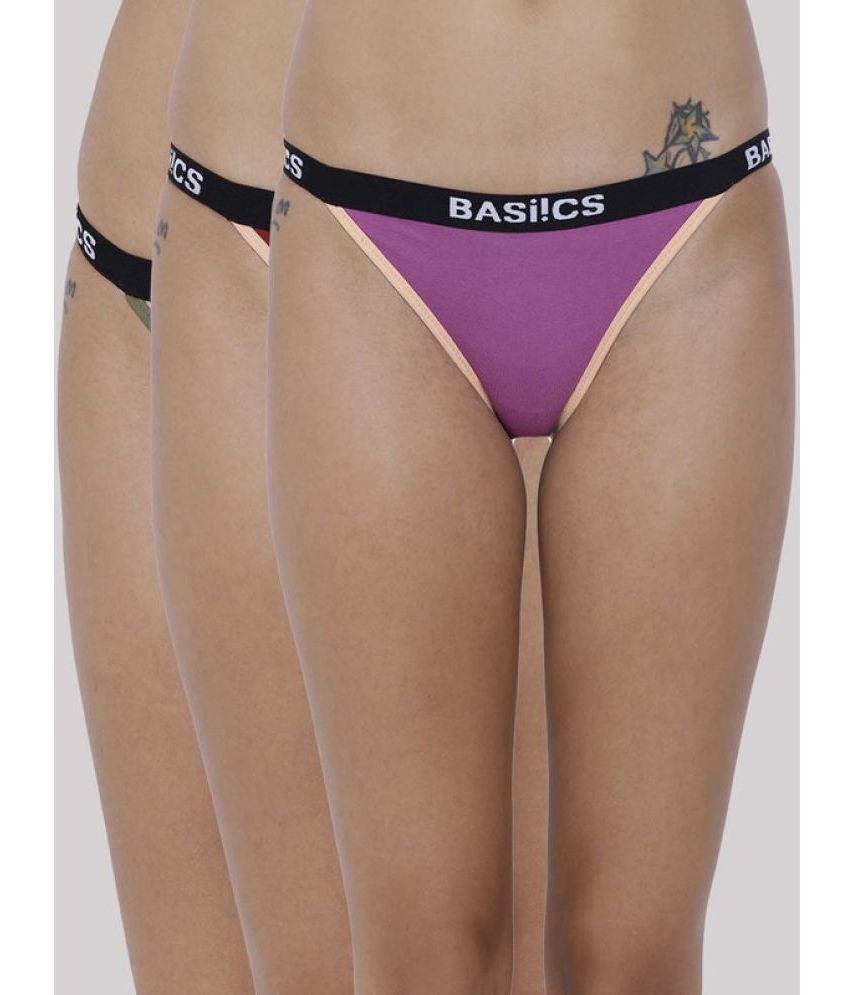     			BASIICS By La Intimo - Multicolor BCPBR090C Cotton Lycra Solid Women's No Panty Line ( Pack of 3 )