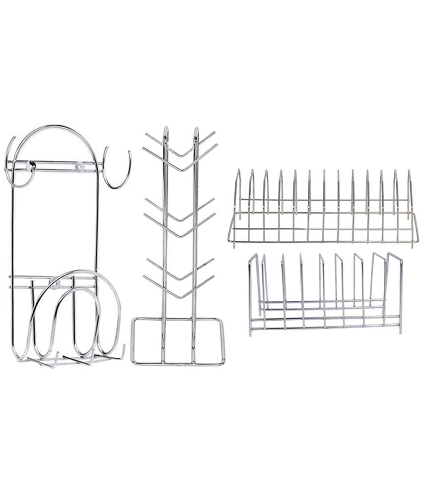     			JISUN - Silver Stainless Steel Storage Racks ( Pack of 4 )