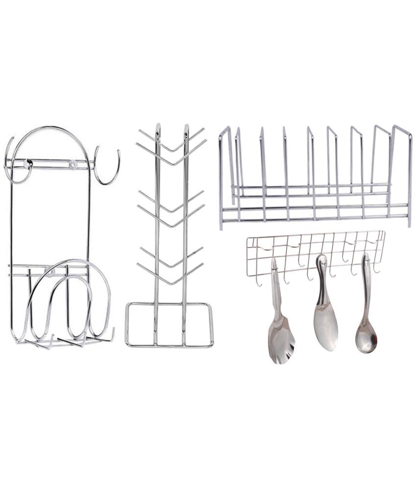     			JISUN - Silver Stainless Steel Storage Racks ( Pack of 4 )