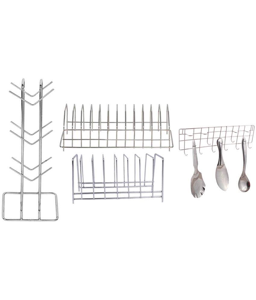     			JISUN - Silver Stainless Steel Storage Racks ( Pack of 4 )