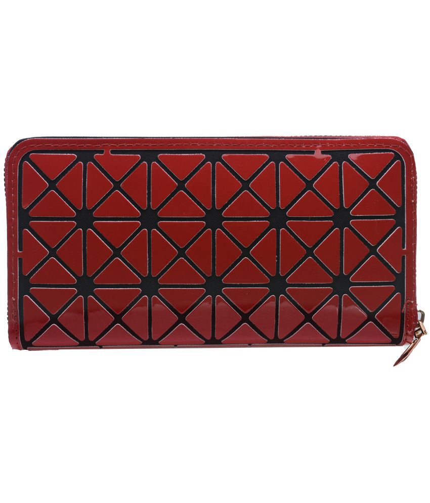     			JMALL - Red Faux Leather Box Clutch