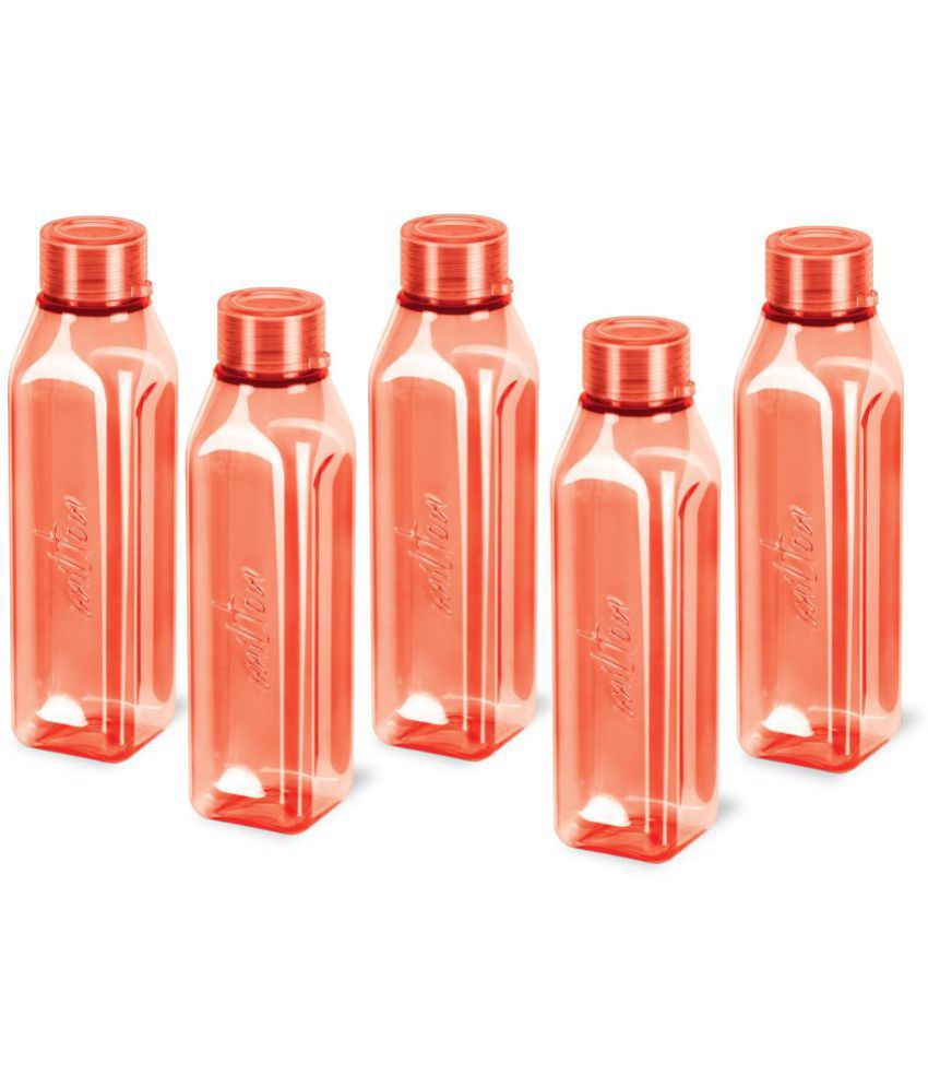     			Milton Prime 1000 Pet Water Bottle, Set of 5, 1 Litre Each, Red | BPA Free | 100% Leak Proof | Office Bottle | Gym Bottle | Home | Kitchen | Travel Bottle | Hiking | Treking Bottle