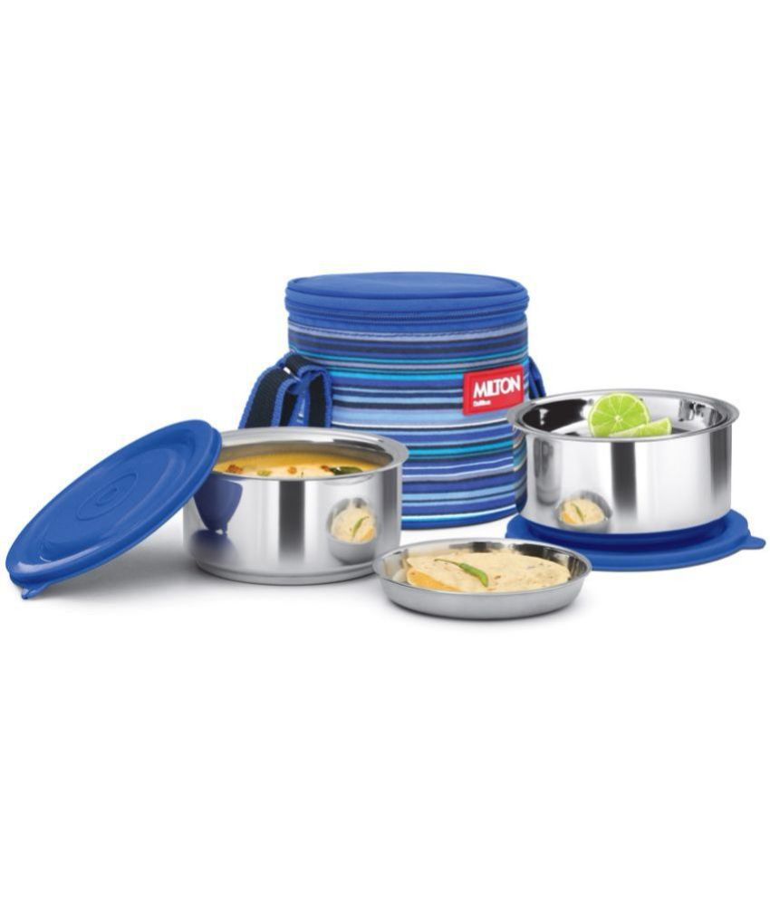     			Milton Ribbon Lunch Box 2 Stainless Steel Containers, Set of 2, 350 ml, Blue