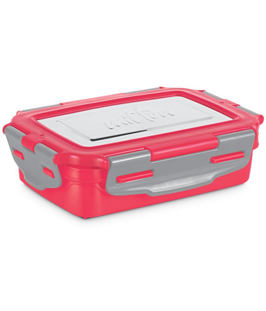     			Milton Steely Super Deluxe Insulated Inner Stainless Steel Small Tiffin Box, 400 ml, with Inner Stainless Steel Container, 120 ml and Spoon, Red | Food Grade | Easy to Carry | Easy to Clean