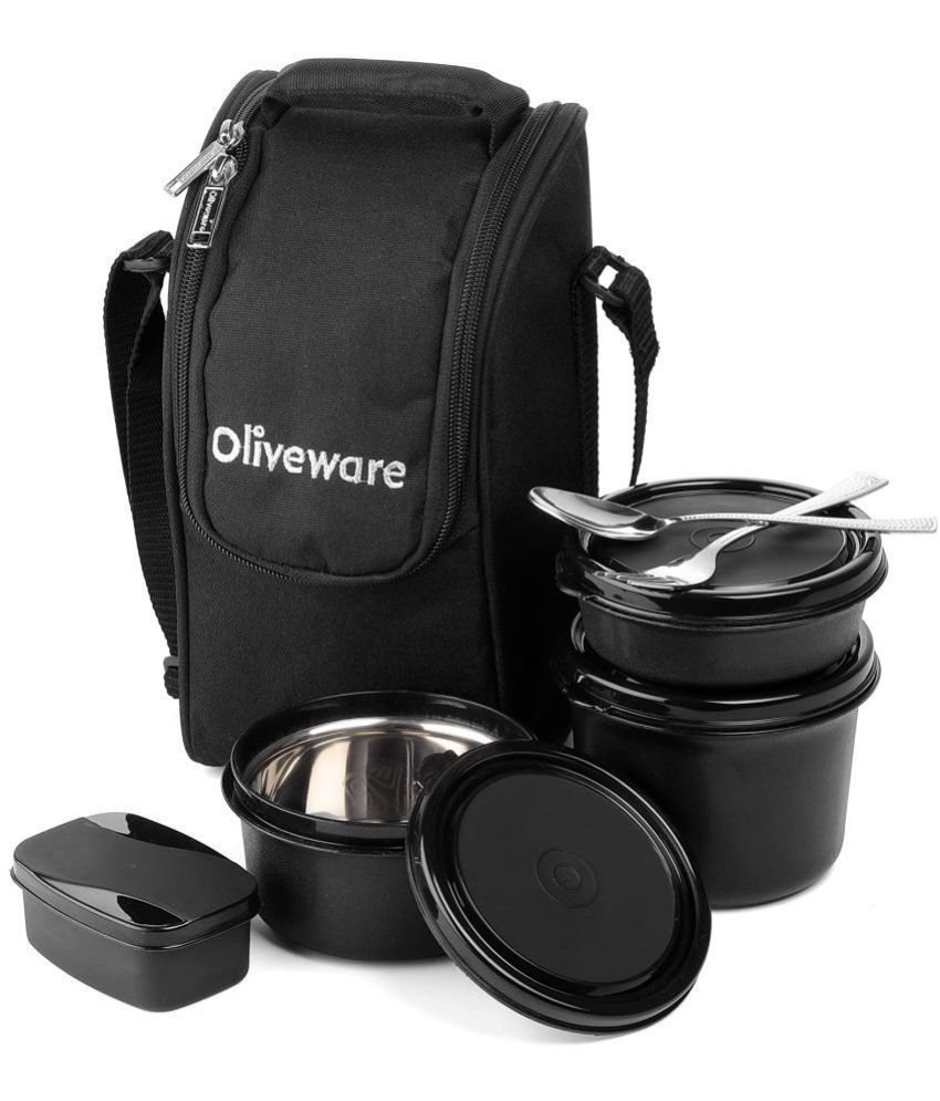     			Oliveware Executive Microwave Safe Black Stainless Steel Insulated Lunch Box ( Pack of 1 ) 1350 ml