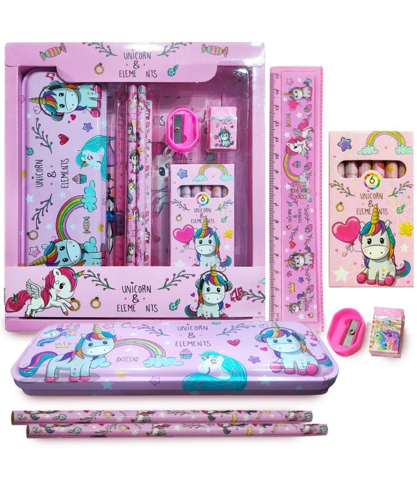     			Party Propz Unicorn Stationary Kit for Girls - Pink Stationary Items for Girls Pencil BoxWalletEraser and Sharpener Return Gift for GirlsUnicorn School Kit for Girls Stationary Set Return Gifts