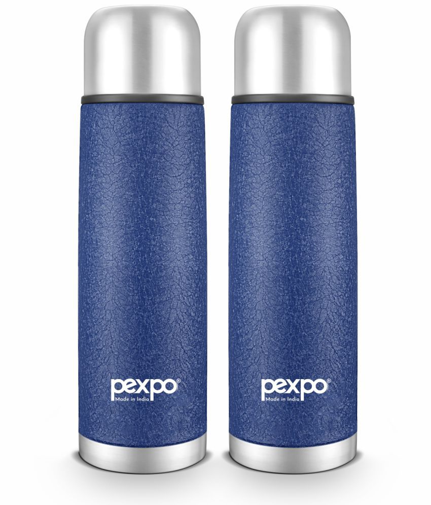     			Pexpo 350ml 24 Hrs Hot and Cold Flask, Flamingo Vacuum insulated Bottle (Pack of 2, Blue)
