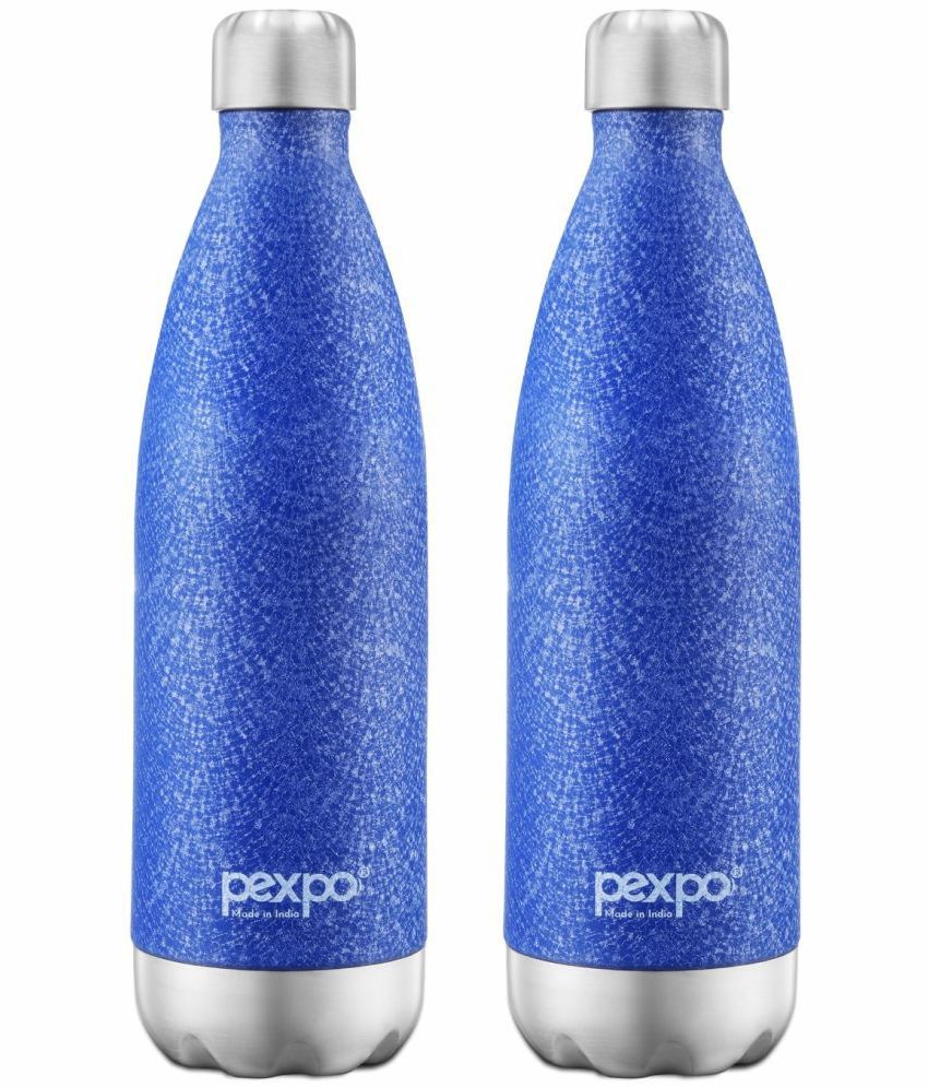     			Pexpo 500ml 24 Hrs Hot and Cold ISI Certified Flask, Electro Vacuum insulated Bottle (Pack of 2, Blue)