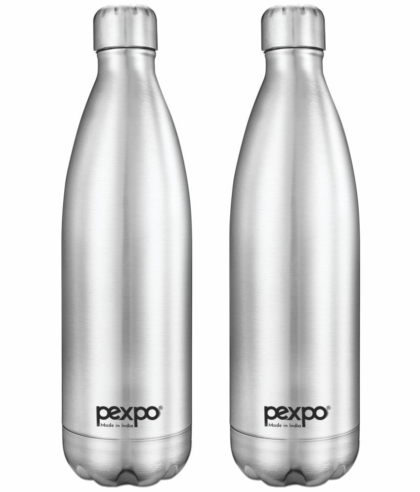    			Pexpo 750ml 24 Hrs Hot and Cold ISI Certified Flask, Electro Vacuum insulated Bottle (Pack of 2, Silver)