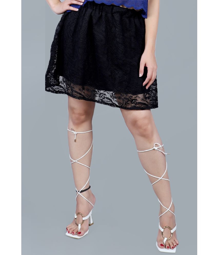 Triraj - Black Lace Women's Straight Skirt ( Pack of 1 )