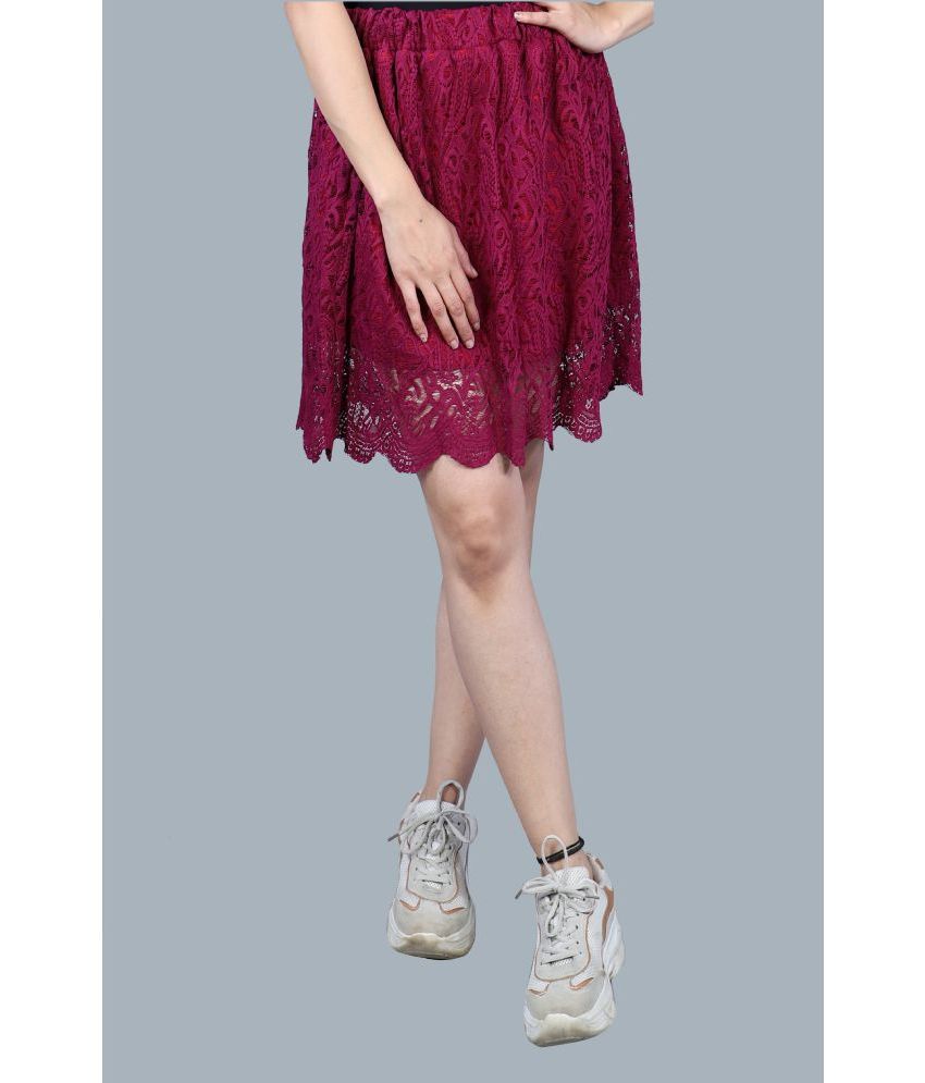    			Triraj - Maroon Lace Women's A-Line Skirt ( Pack of 1 )