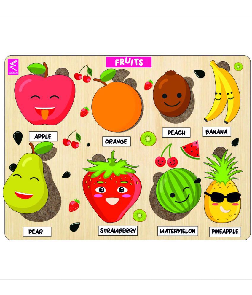     			Wissen Wooden Fruit Puzzle board game for kids 2years & Above