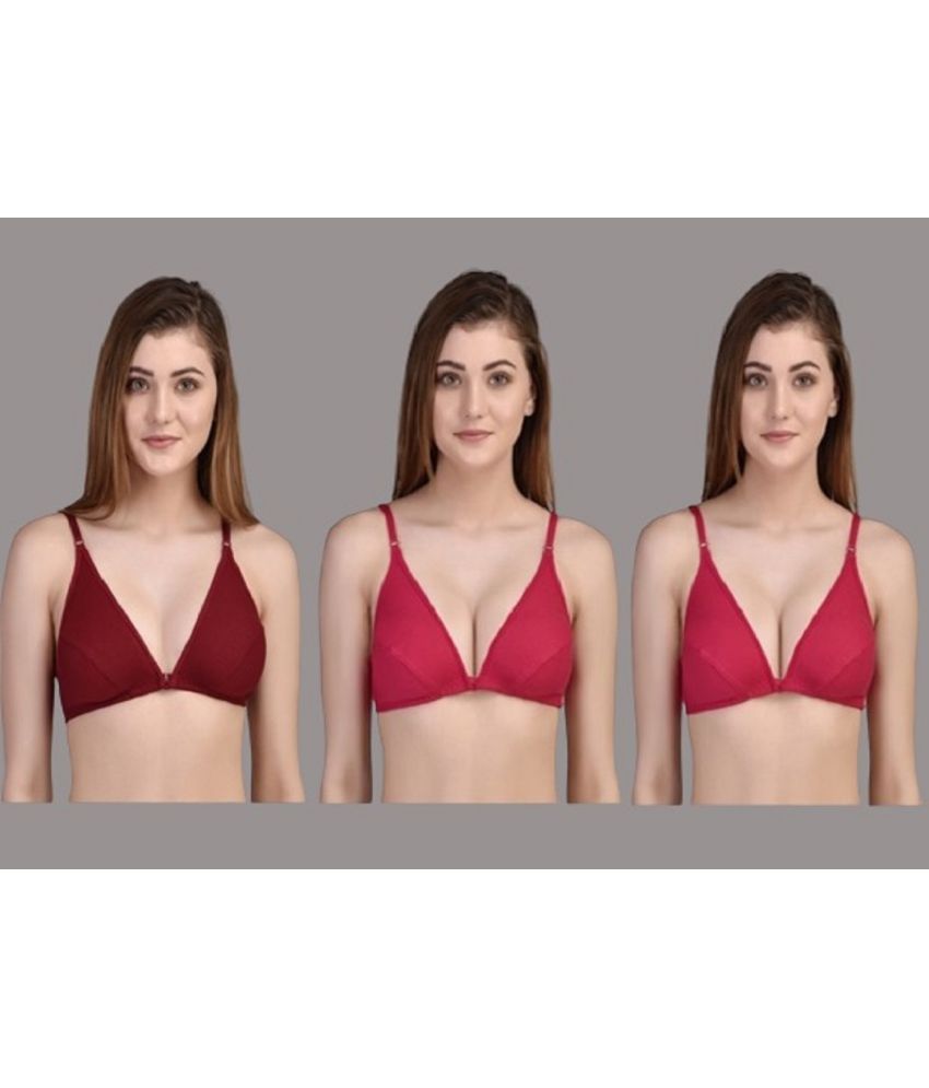     			Zourt - Multicolor Cotton Non Padded Women's Minimizer Bra ( Pack of 3 )