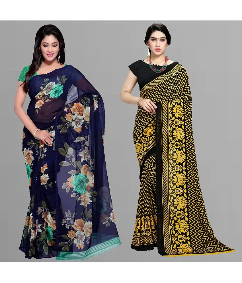 Gazal Fashions - Yellow Chiffon Saree With Blouse Piece (Pack of 1) Price  in India - Buy Gazal Fashions - Yellow Chiffon Saree With Blouse Piece (Pack  of 1) Online at Snapdeal