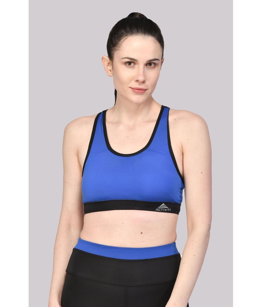     			ACTIWIN - Blue Polyester Lightly Padded Women's Sports Bra ( Pack of 1 )