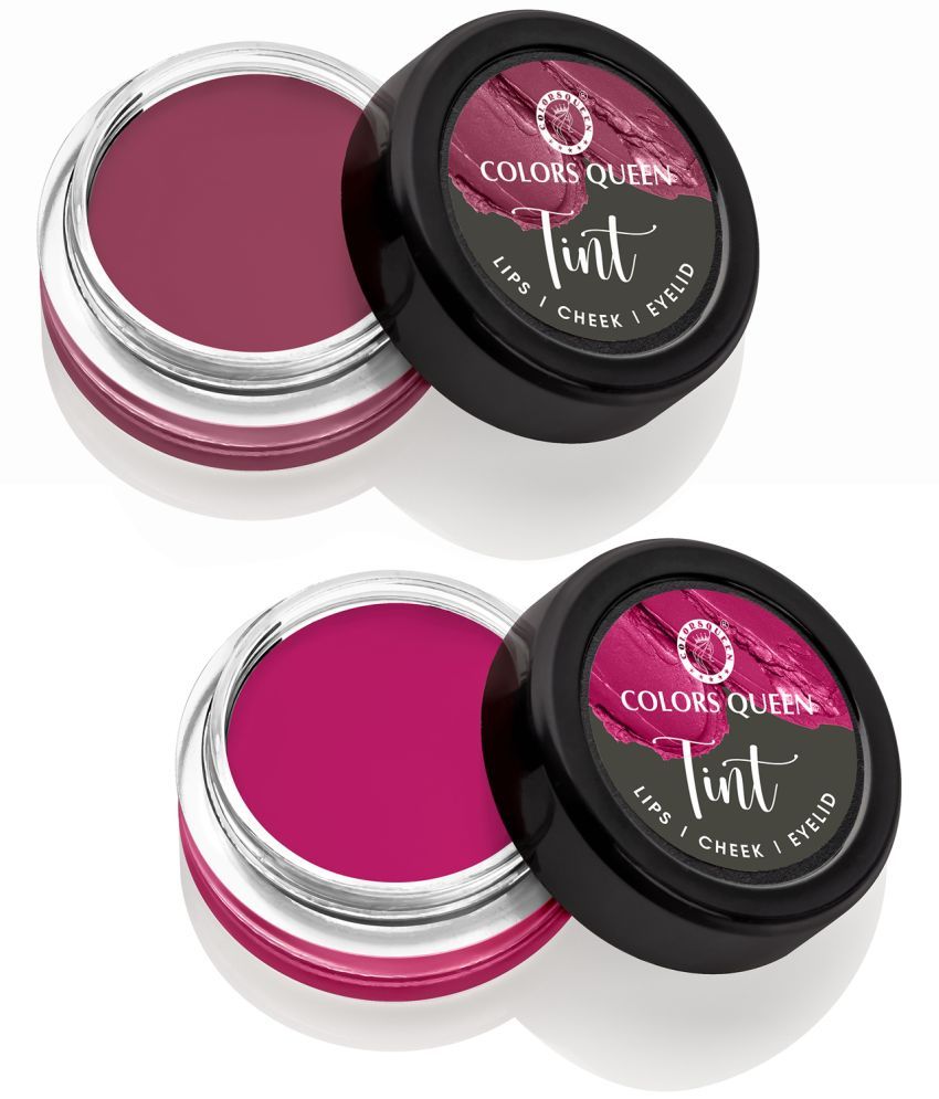     			Colors Queen Tint for Cheeks and Lips Matte Lip and Eyelids 8g, (Combo of 2)