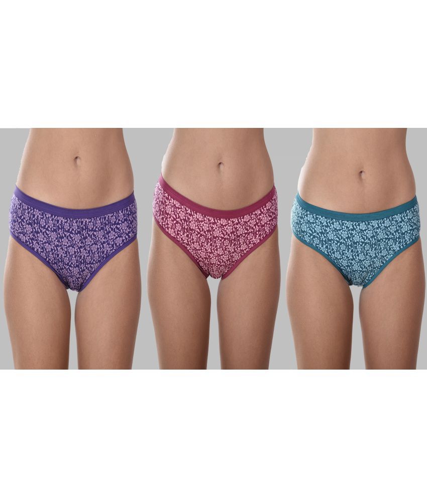     			Elina - Multicolor Cotton Printed Women's Hipster ( Pack of 3 )