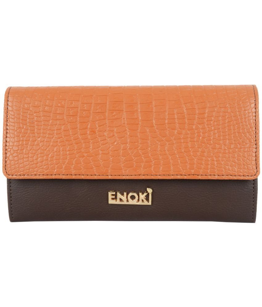     			Enoki - Brown Faux Leather Purse