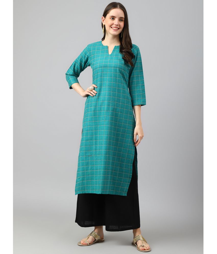     			Hritika - Turquoise Cotton Women's Straight Kurti ( Pack of 1 )