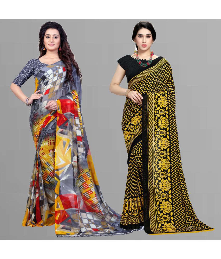     			ANAND SAREES - Multicolour Georgette Saree With Blouse Piece ( Pack of 2 )