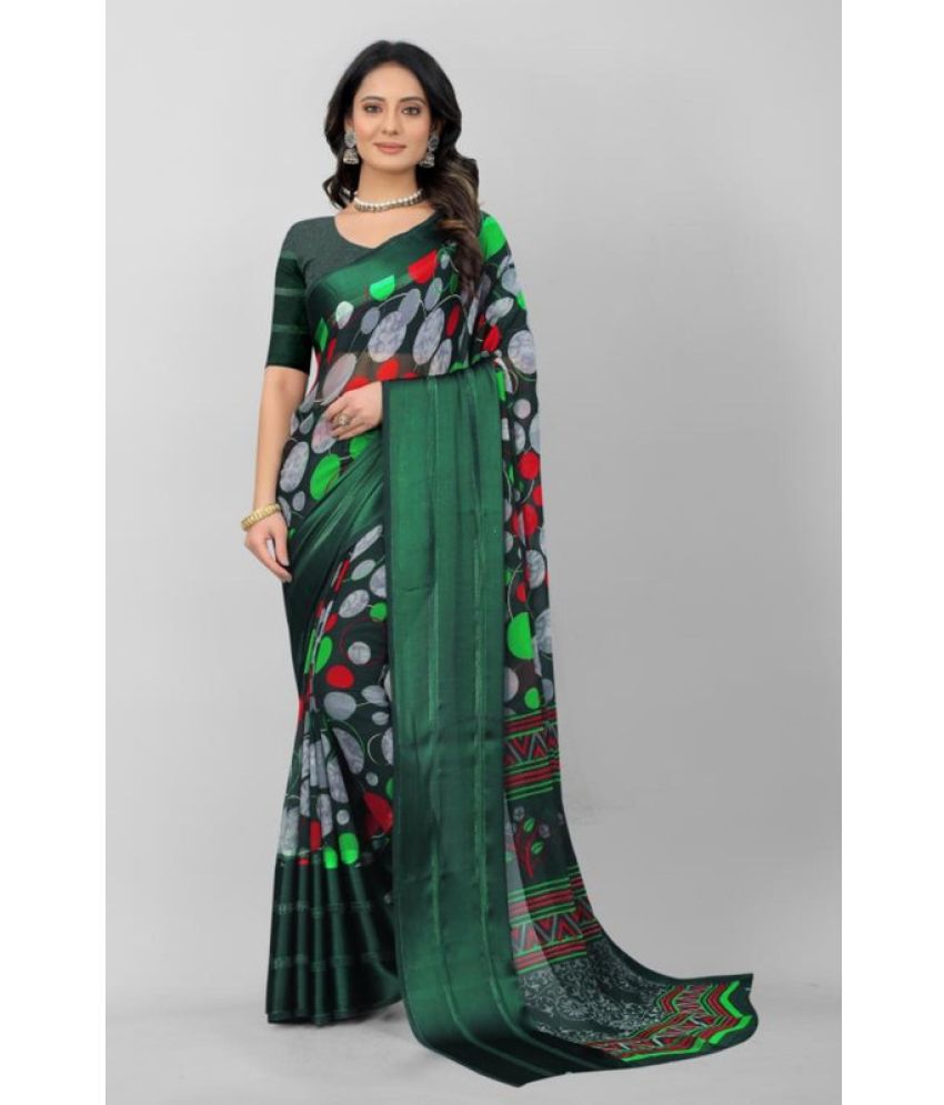     			Sitanjali Lifestyle - Green Georgette Saree With Blouse Piece ( Pack of 1 )