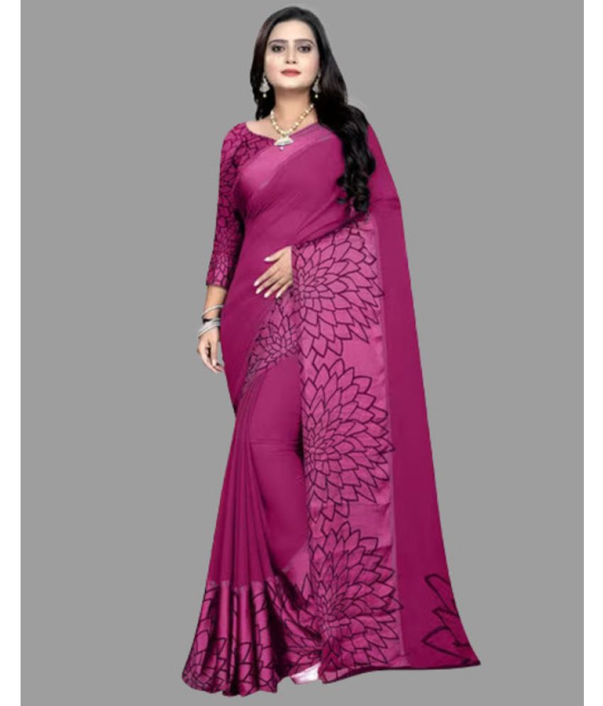     			Sitanjali Lifestyle - Magenta Georgette Saree With Blouse Piece ( Pack of 1 )
