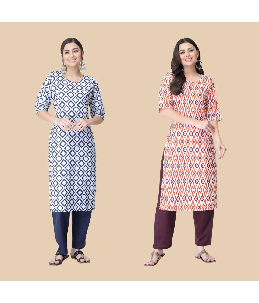     			1 Stop Fashion - Multicolor Crepe Women's Straight Kurti ( Pack of 2 )