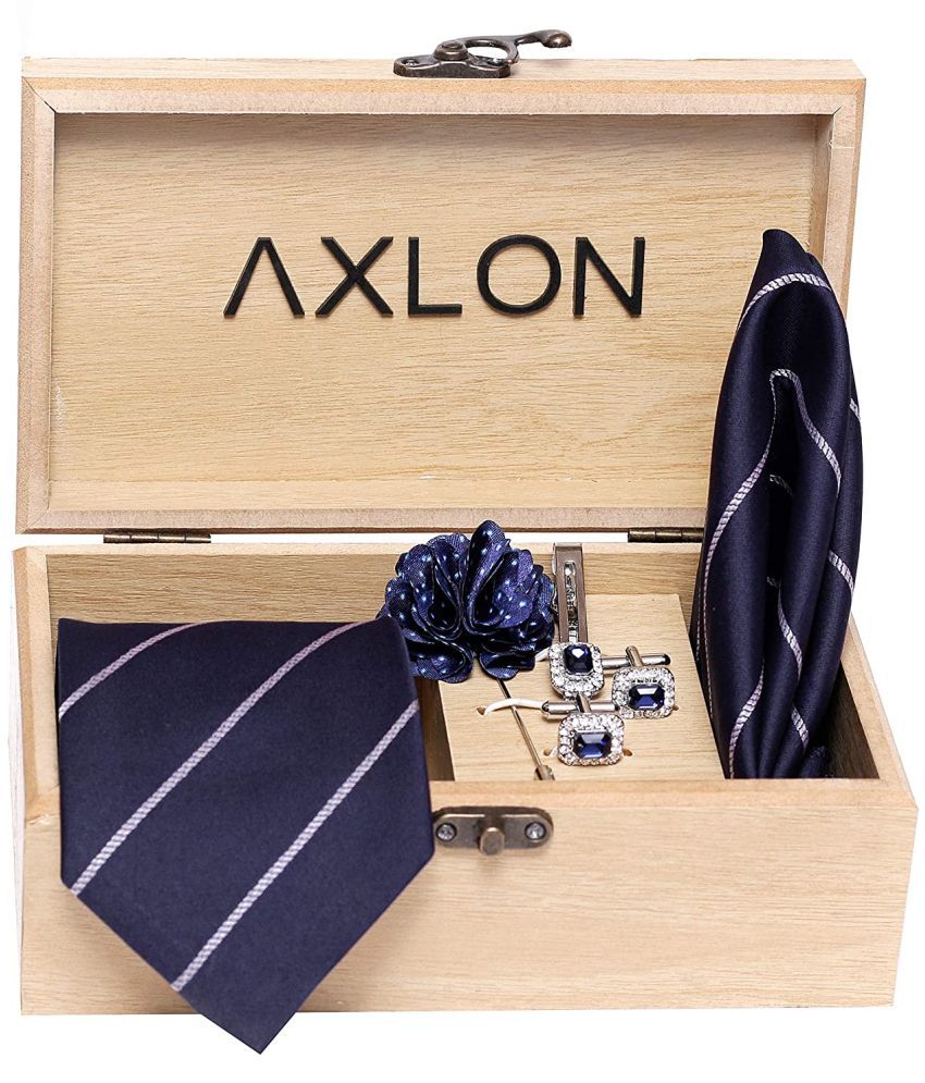     			Axlon Blue Stripes Silk Necktie